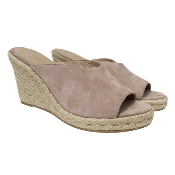Stuart Weitzman Marabella Pink Suede Slip On Espadrille Wedges - Picture 1 of 11